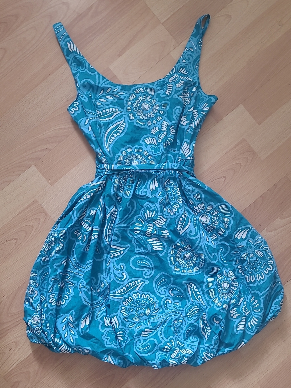 Jessica Simpson Teal Floral Bubble-Hem Mini Dress